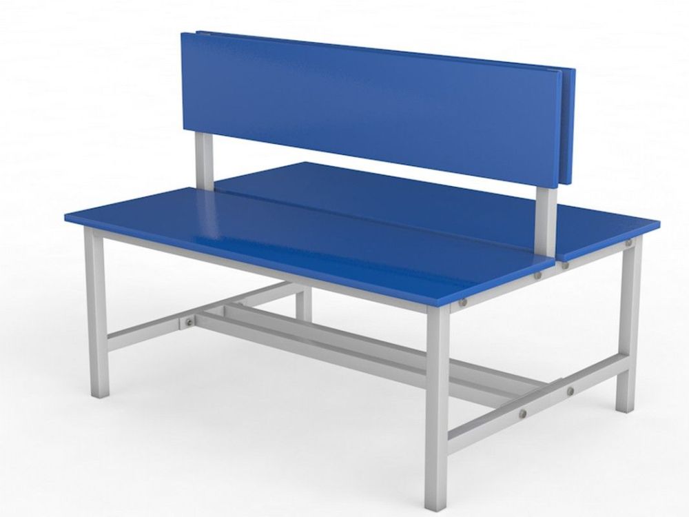 Скамейка для раздевалки со спинкой. Двухсторонняя. Настил ЛДСП. 200см  Pioner A16329