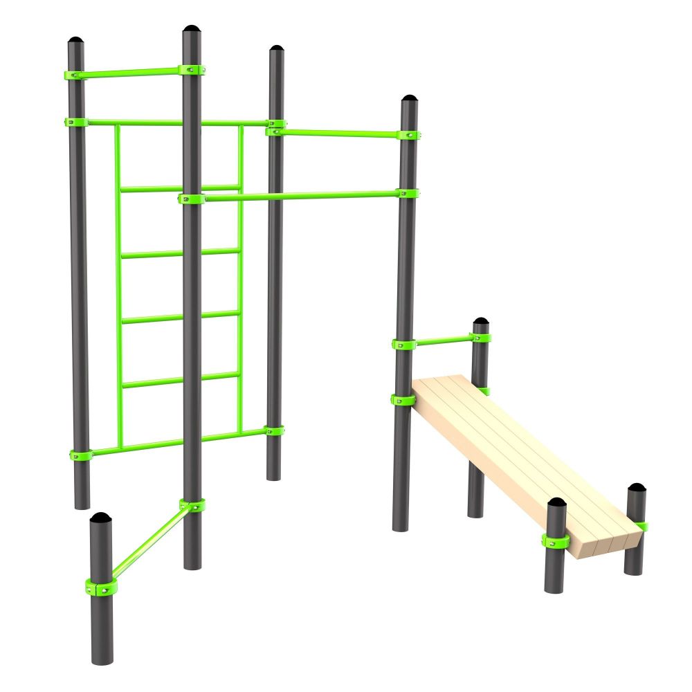 Воркаут (3 турника, шведская стенка, наклонная скамья, перекладина для отжиманий)  Pioner A17435