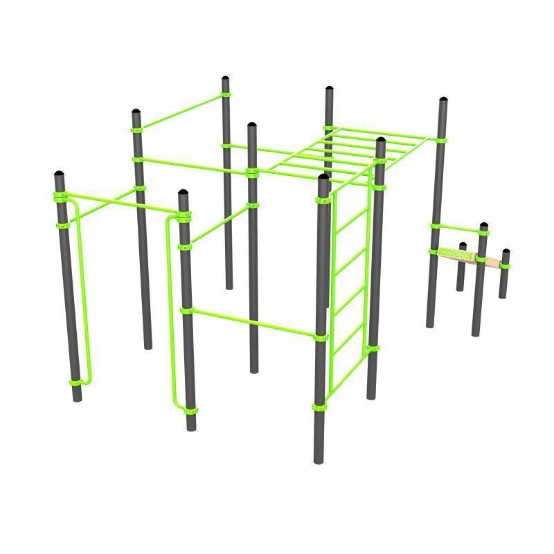Воркаут (поручни, 7 перекладин, рукоход клас., шведская стенка, наклонная скамья)  Pioner A17440