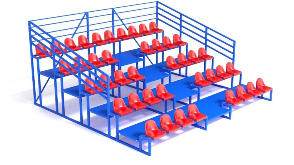Трибуна с сидениями, пятирядная, с ограждением  Pioner A13598