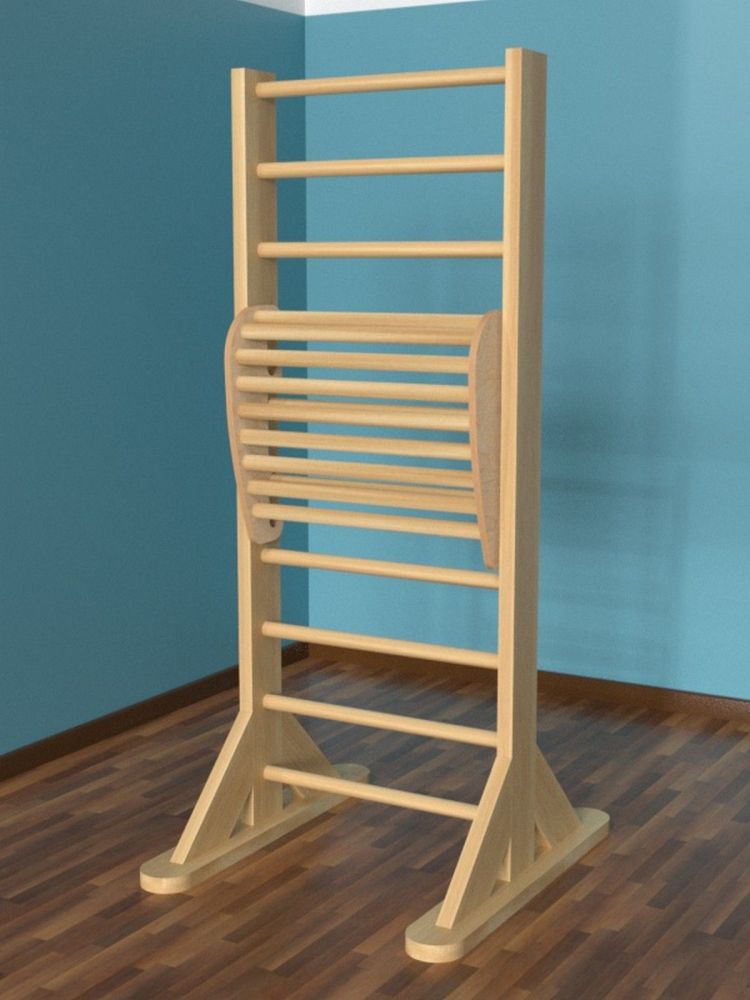 Шведская стенка напольная деревянная с тренажером  Pioner A16218