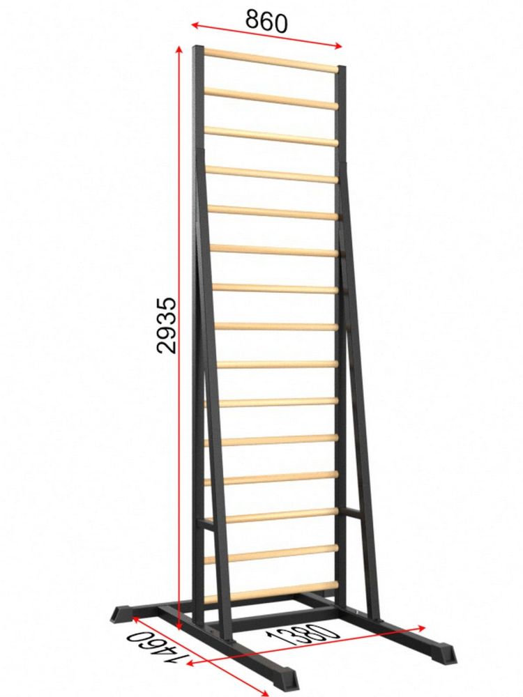 Шведская стенка напольная разборная металл-береза  Pioner A16222