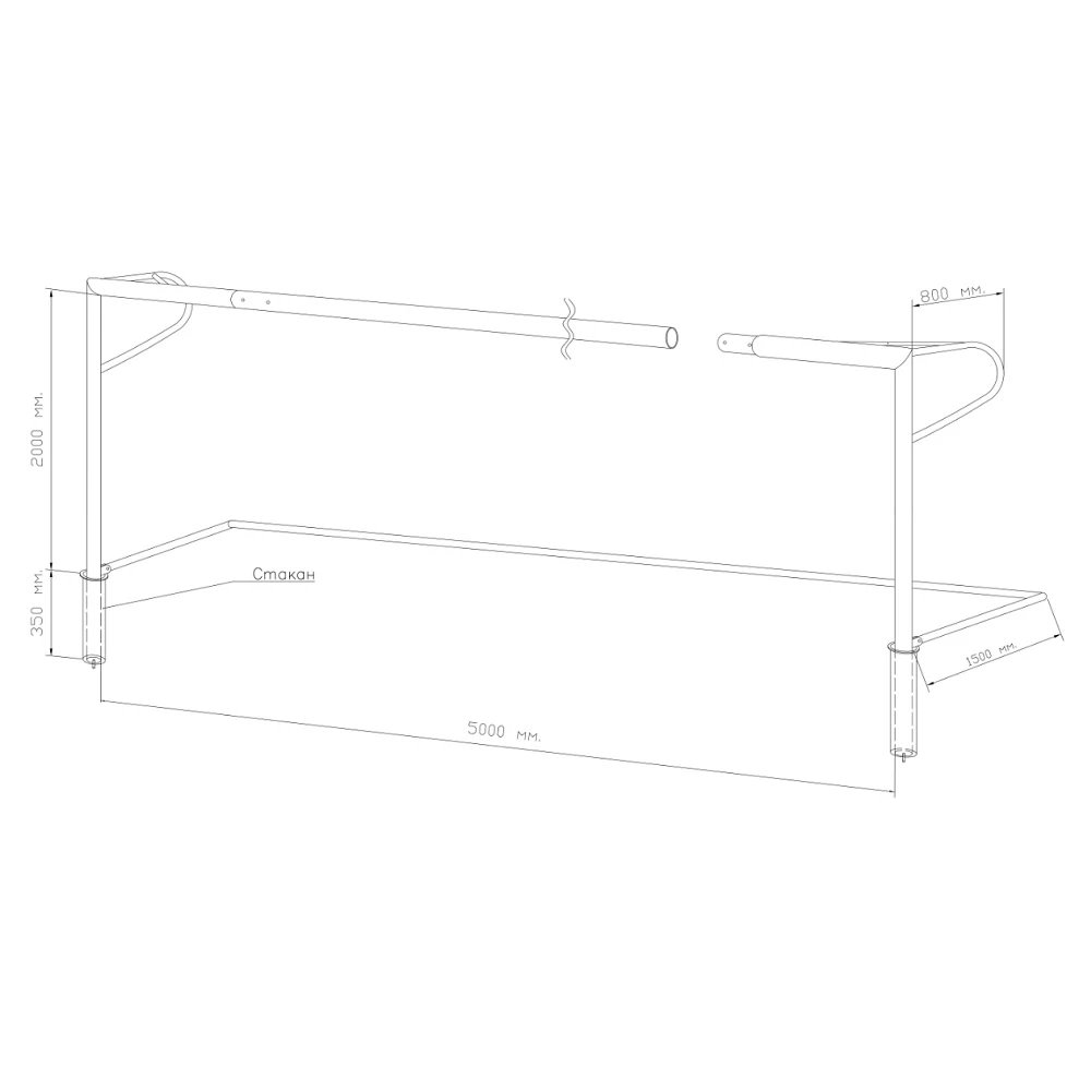 Ворота футбольные 5х2 м ТИП 2, Сертификат ГОСТ, на стаканах