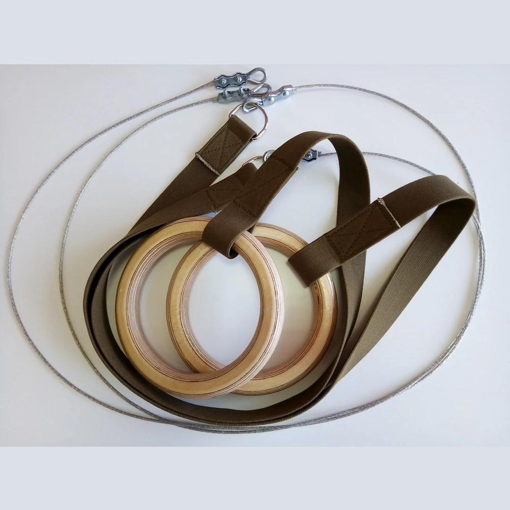 Кольца гимнастические с тросом, длина подвеса 3 м