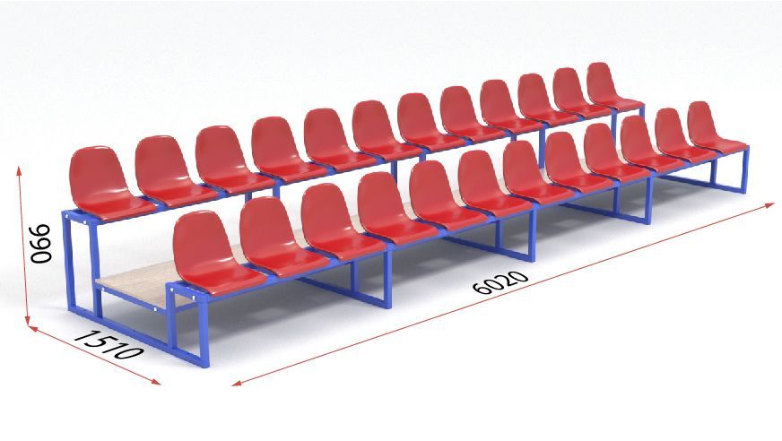 Трибуна с пластиковыми сидениями двухрядная  Pioner A13586
