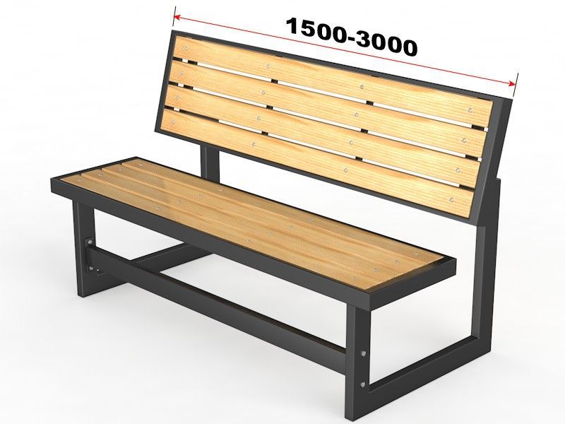 Уличная скамейка со спинкой Парк, длина 1500 мм  Pioner A10941