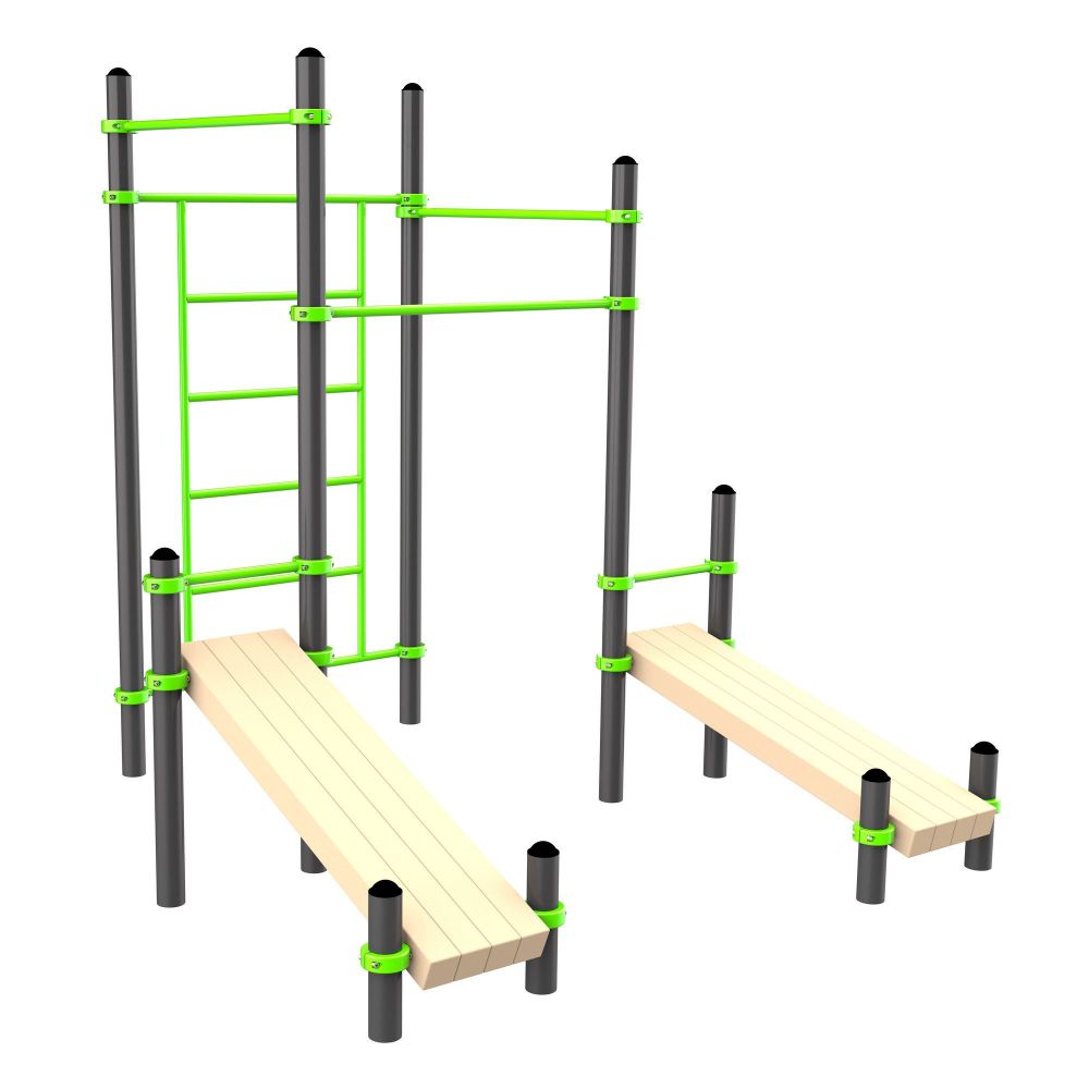 Воркаут (3 турника, шведская стенка, 2 наклонные скамьи)  Pioner A17545