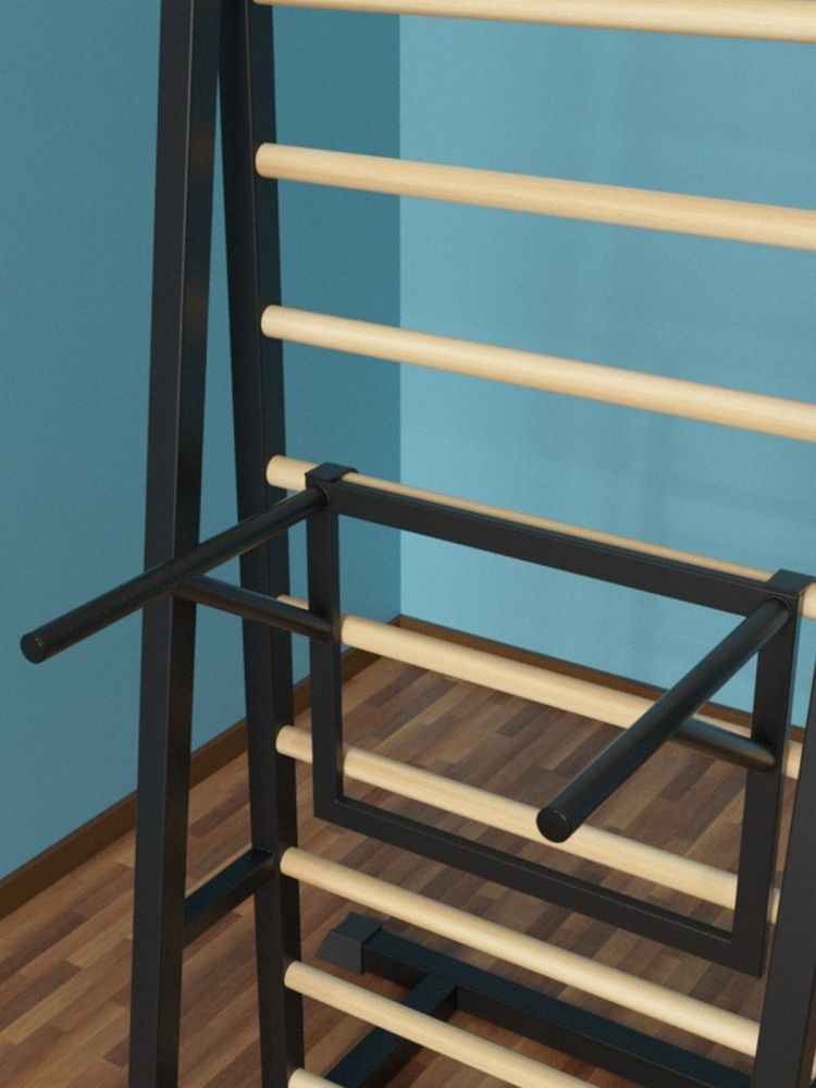 Шведская стенка напольная разборная металл-береза с брусьями  Pioner A16225