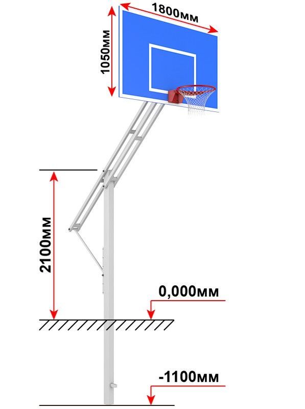 Баскетбольная стойка с регулировкой высоты кольца  Pioner A13473