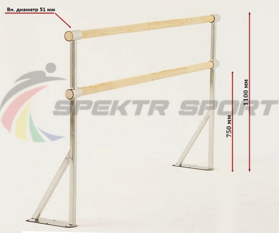 Стойка балетного станка двухрядного напольная   нерж. сталь Pioner A14142
