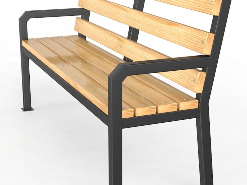 Уличная скамейка со спинкой, длина 2000 мм  Pioner A10946