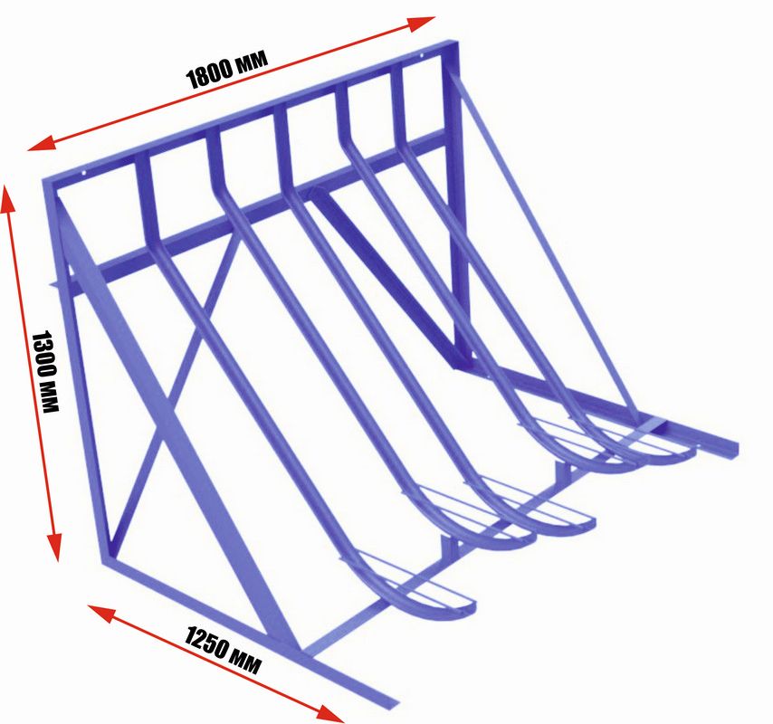 Велопарковка с креплением к стене и полу на 5 мест  Pioner A10109