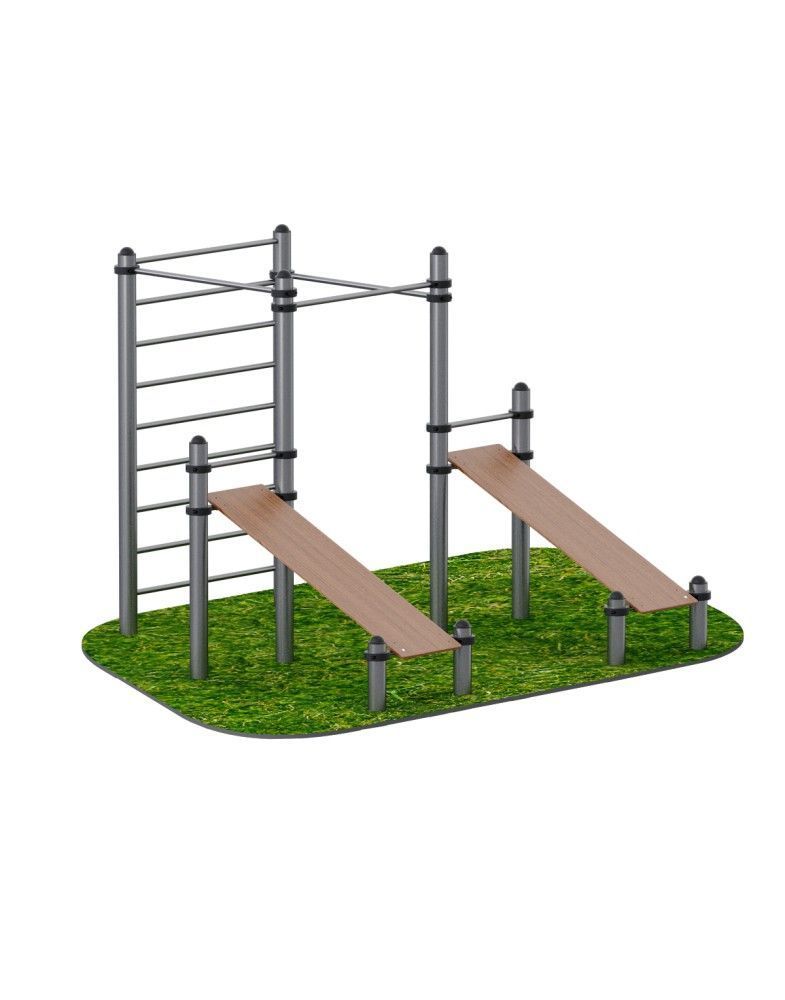 Комплекс из 2 скамеек для пресса и трех турников   Pioner A15513