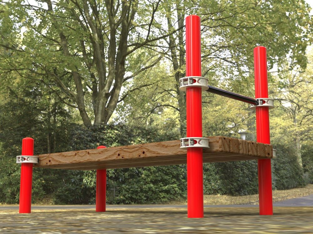 Лавочка Воркаут для пресса с перекладиной  Pioner A17360