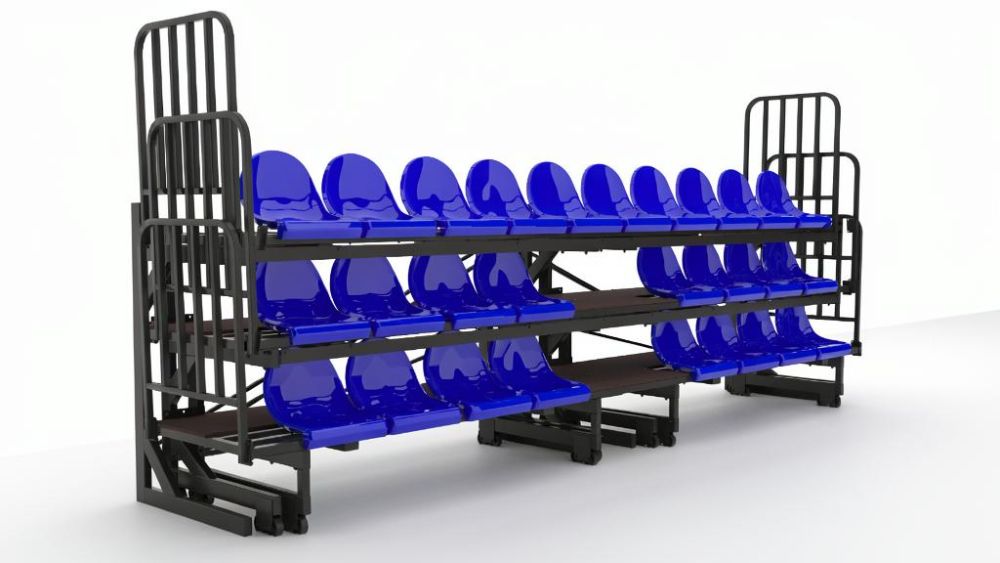 Трибуна трехрядная 26 мест телескопическая с ограждениями Pioner A2506398