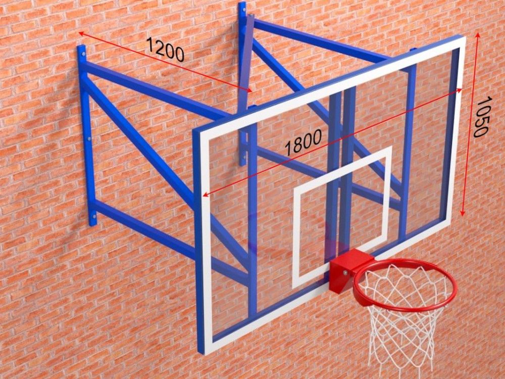 Ферма с выносом 1,2 м с игровым щитом из оргстекла 15 мм и массовым кольцом  Pioner A13308