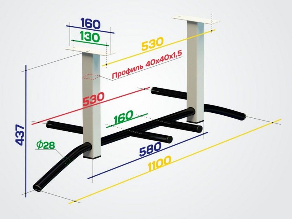 Турник потолочный 40см Pioner A16925
