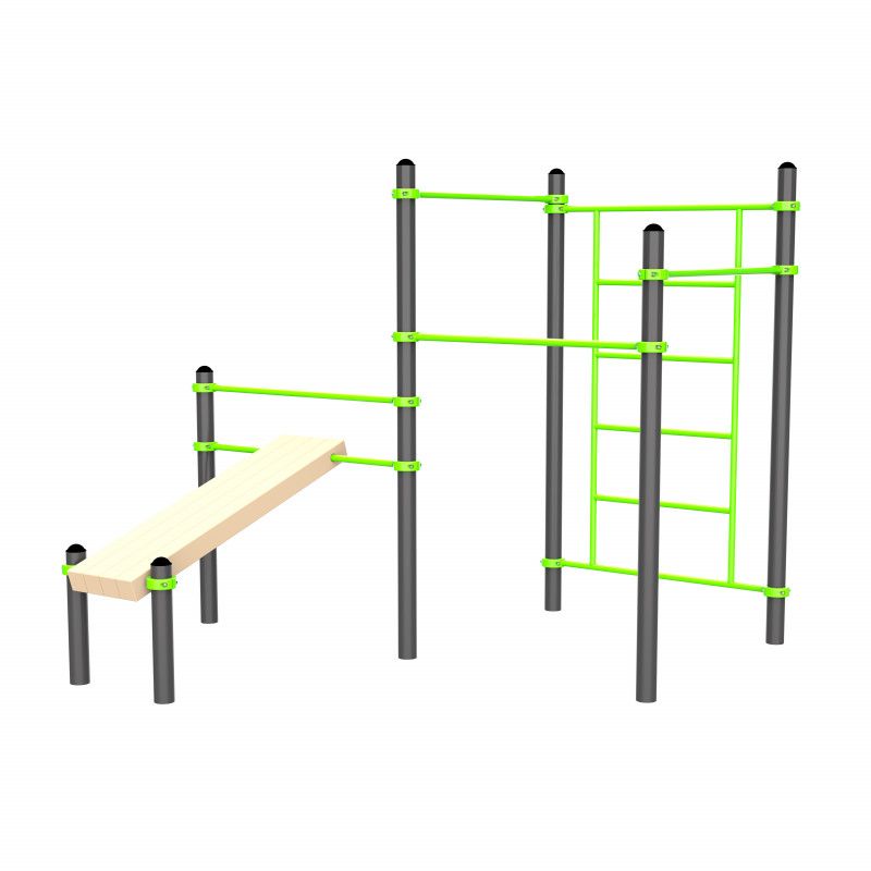 Воркаут (наклонная скамья, 3 перекладины, шведская стенка)  Pioner A17533