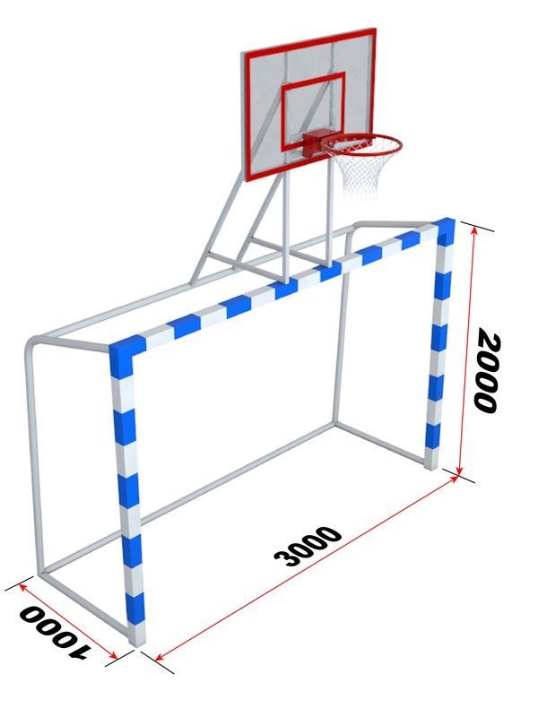 Ворота с баскетбольным щитом из оргстекла для зала Pioner A13846