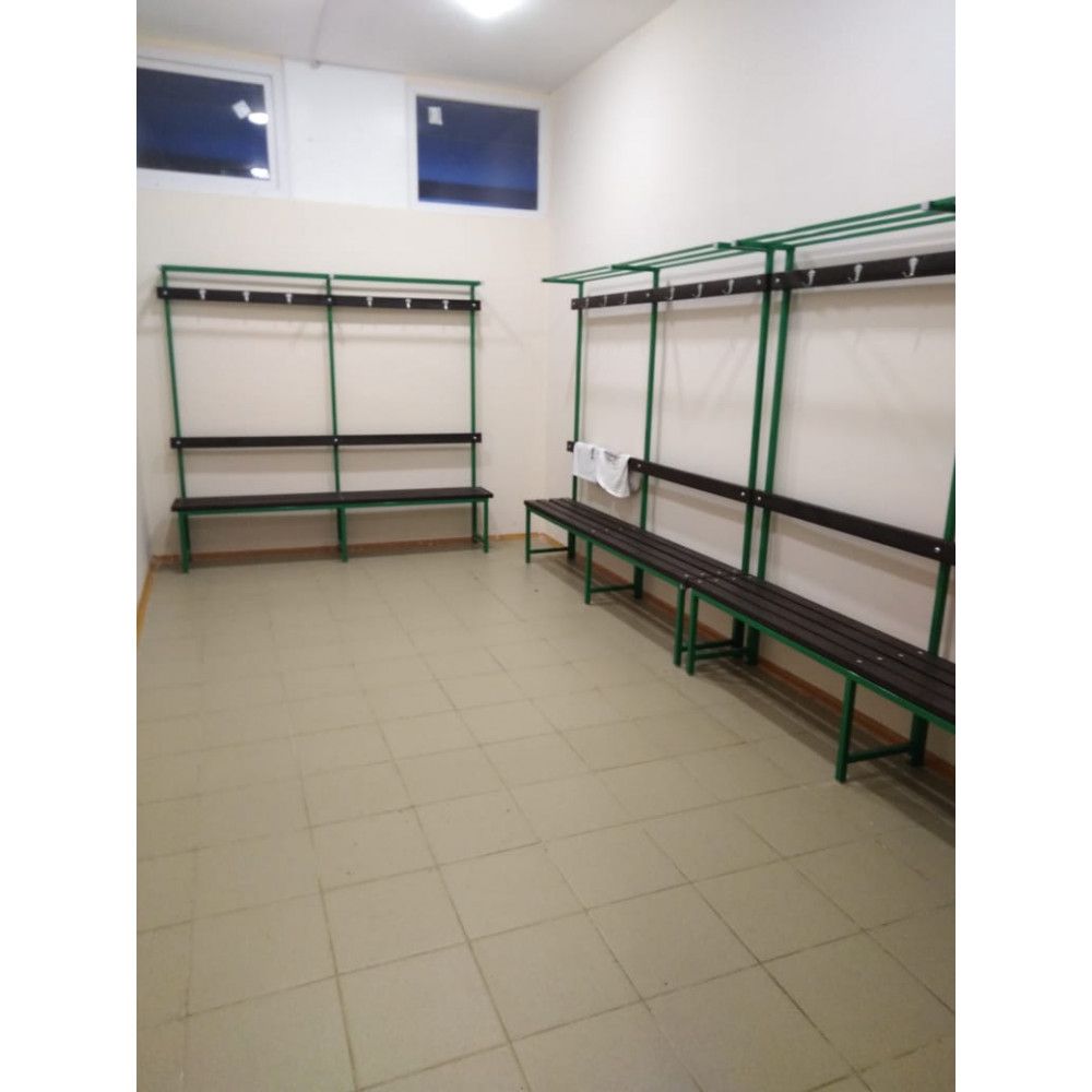 Скамейка для раздевалок с вешалкой и полкой (пластик 20 мм) 200x36х182см  SRVP 200/40/182