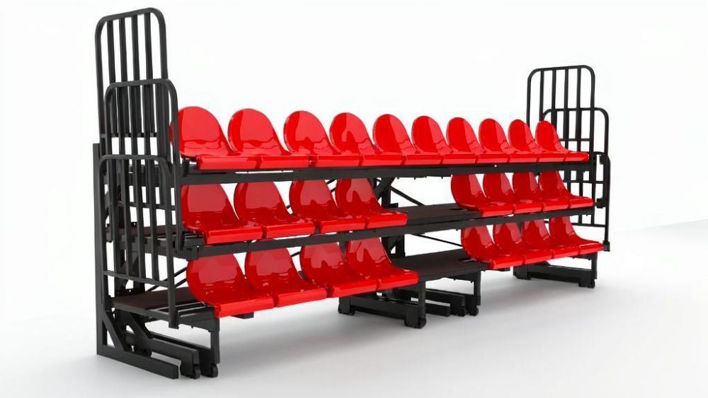 Трибуна трехрядная 26 мест телескопическая с ограждениями Pioner A2506398