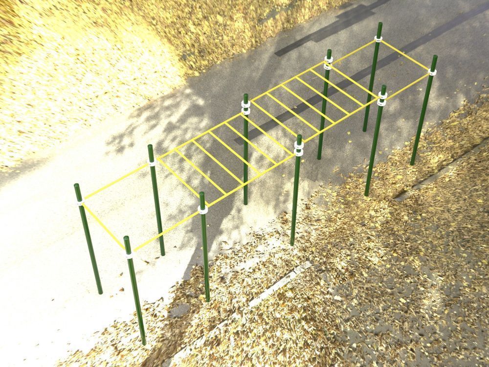 Комплекс Воркаут с рукоходом двухуровневым и 6 турниками Pioner A16705