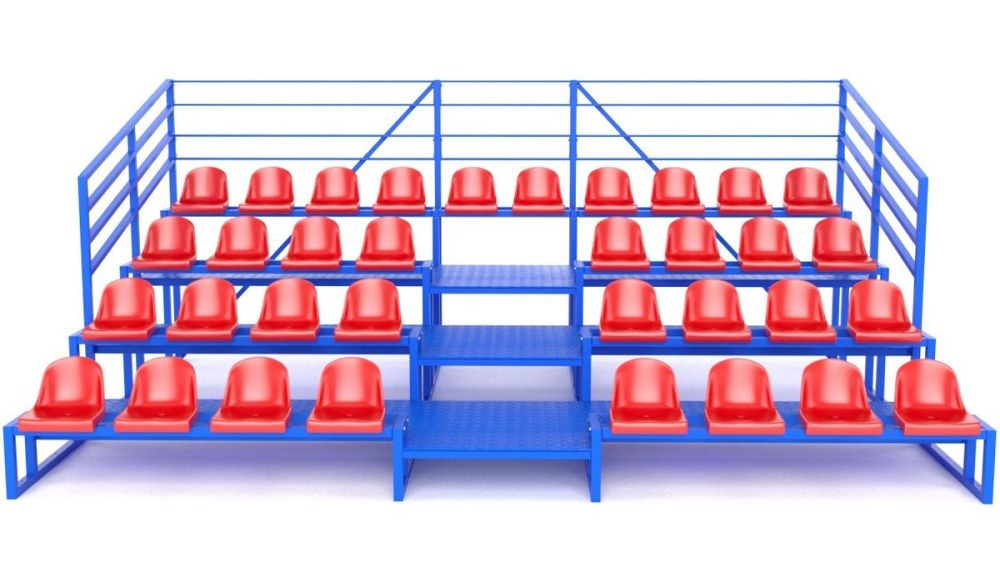 Трибуна с сидениями, четырехрядная, с ограждением  Pioner A13592