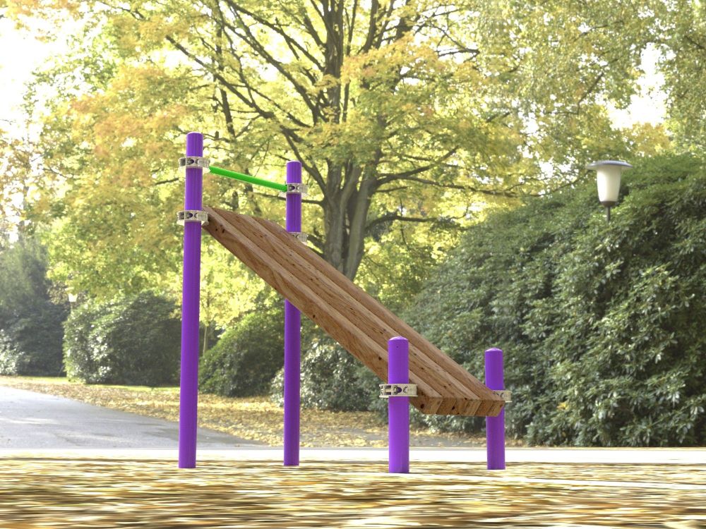 Лавочка Воркаут для пресса с уклоном и перекладиной  Pioner A17347