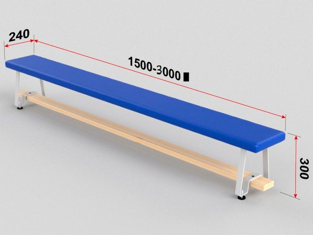 Скамья гимнастическая мягкая, ножки металлические  Длина 300см Pioner A13685