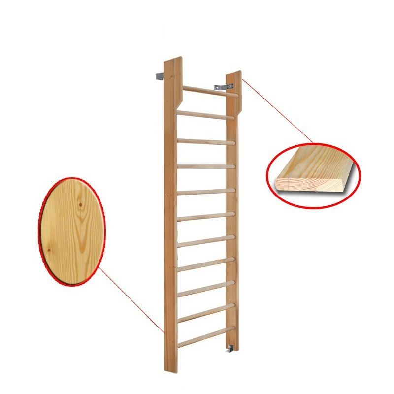 Стенка гимнастическая 2400х800 с турником (массив.сосна)  Pioner A15797