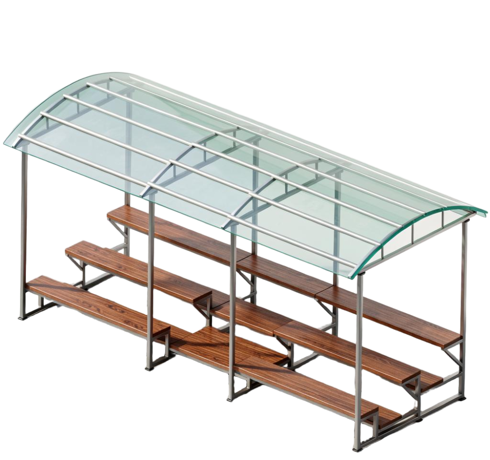 Трибуна для зрителей 3 ряда на 26 мест с навесом (лавки - фанера)