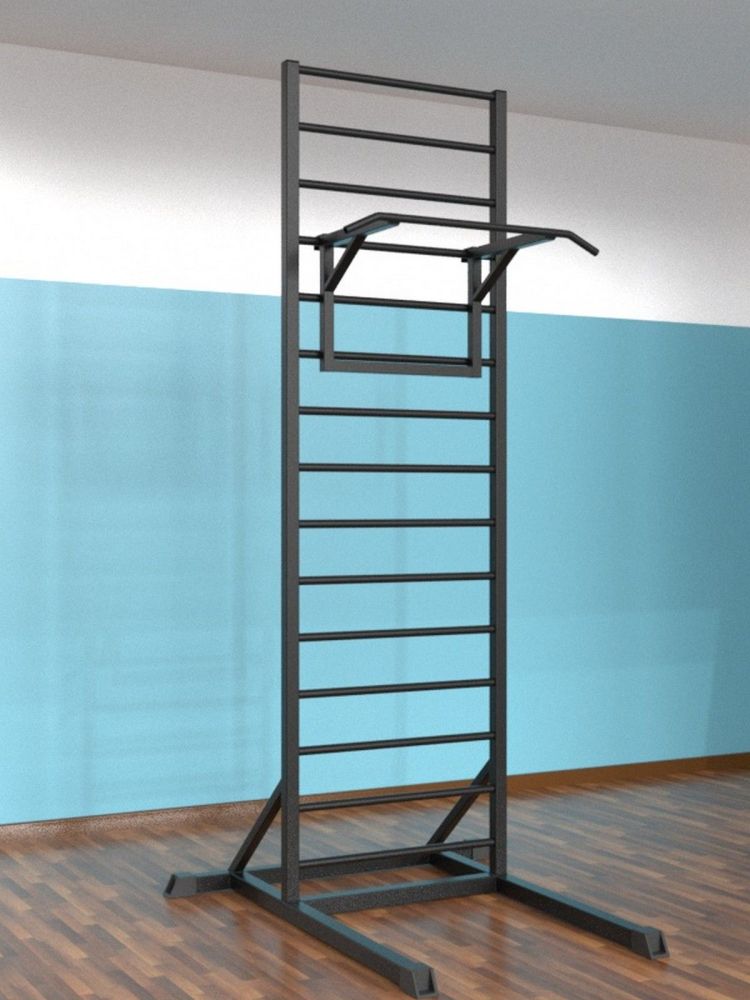 Шведская стенка напольная цельносварная с турником Pioner A16190