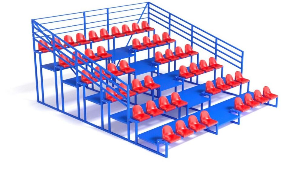 Трибуна с сидениями, шестирядная, с ограждением  Pioner A13599
