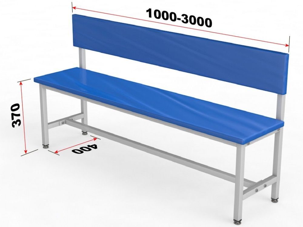 Скамейка для раздевалки со спинкой, мягкая, 50см  Pioner A16294