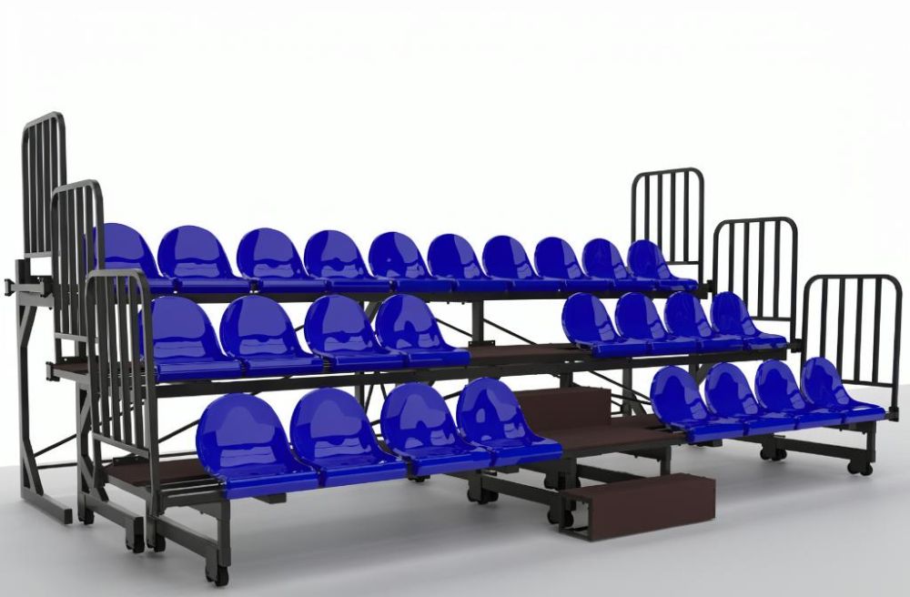 Трибуна трехрядная 26 мест телескопическая с ограждениями Pioner A2506398