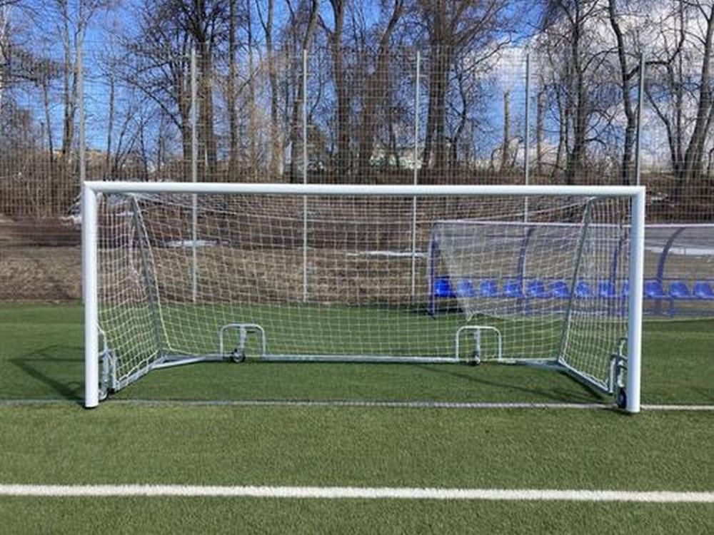 Ворота футбольные 5х2 м, алюминиевые юношеские мобильные с колесами Pioner A14491