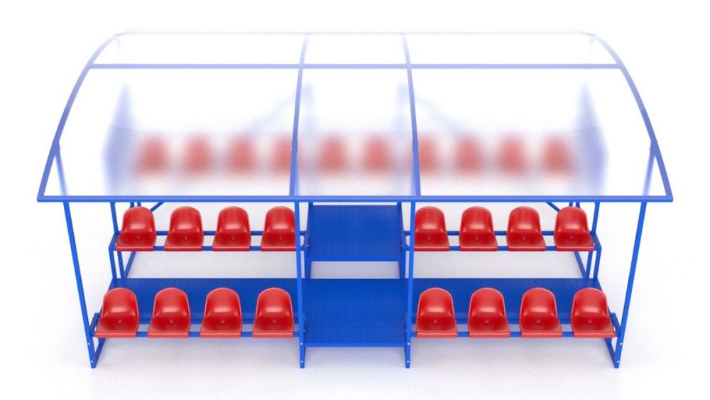 Трибуна с навесом, с ограждением, 3-х рядная  Pioner A13594