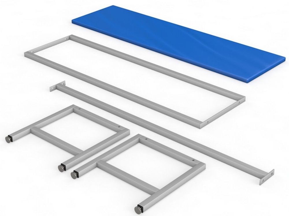 Скамейка для раздевалки без спинки, мягкая, 250см Pioner A16355
