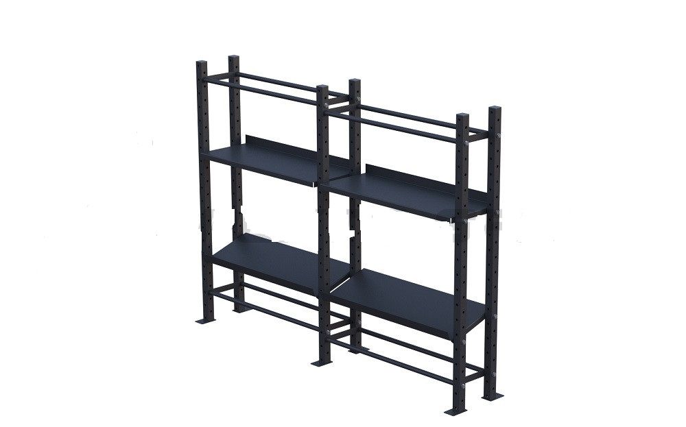 Модульный стеллаж  для гантелей, гирь и медболов 258х43х195 (2 секции) Pioner A12217