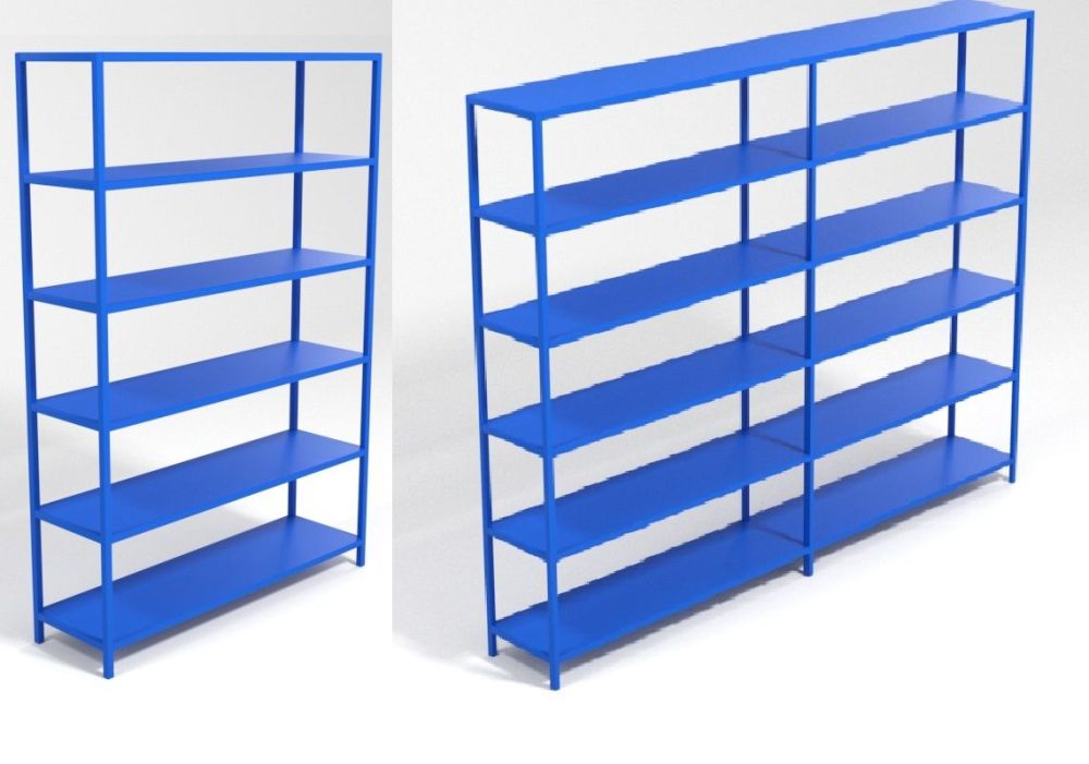 Стеллаж для спортивного инвентаря односторонний 190х122х35 Pioner A16386