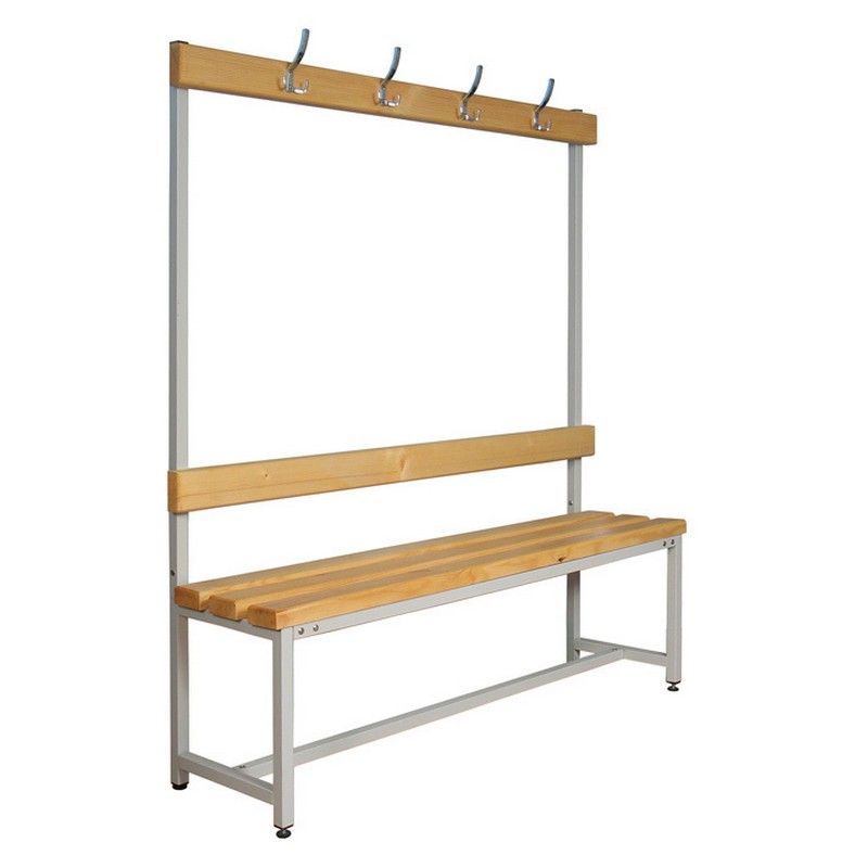Вешалки для раздевалок со скамьей и крючками (односторонние) 1,5 метра  Pioner A15756