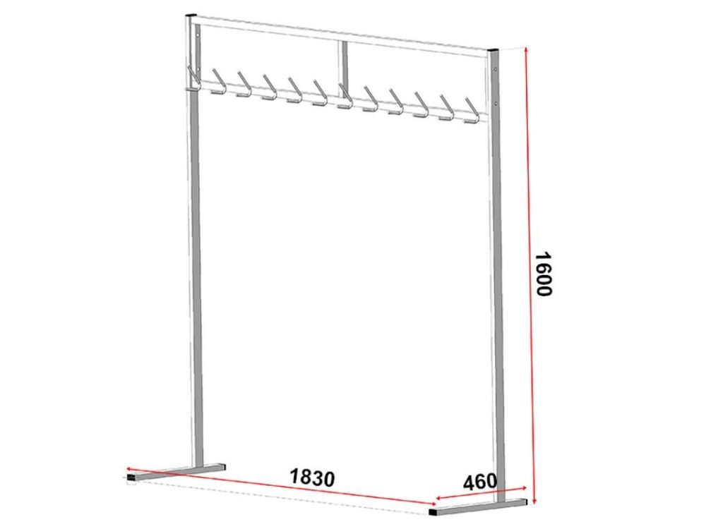 Вешалка мобильная напольная для раздевалок  Pioner A16387
