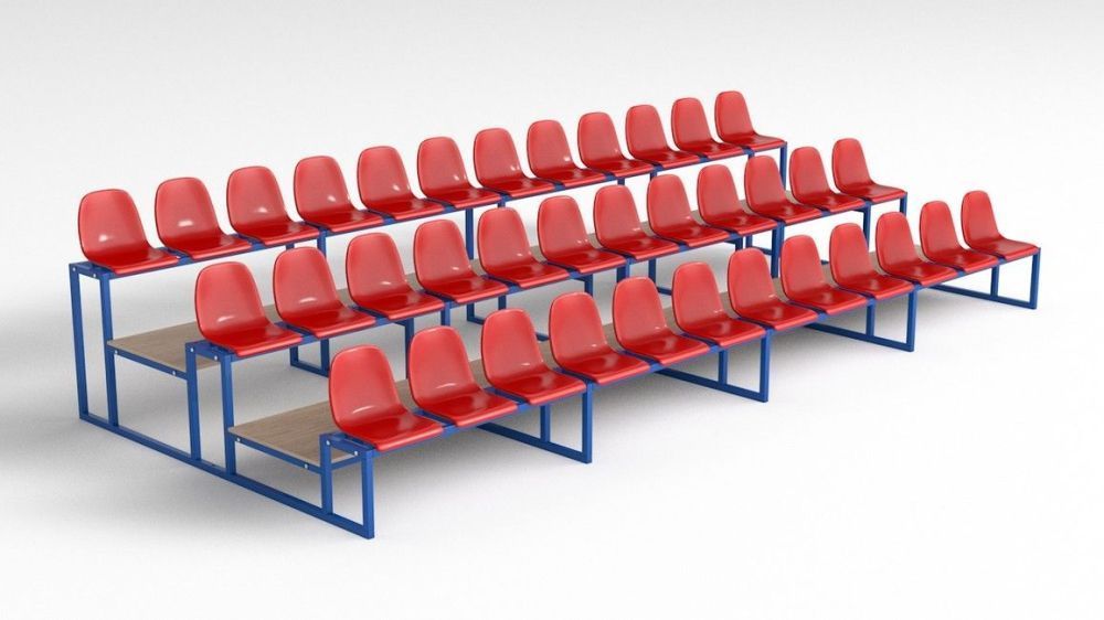Трибуна с пластиковыми сидениями трехрядная  Pioner A13585