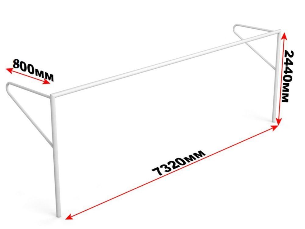 Ворота футбольные стационарные с консолью для натяжения сетки  (732x244см) шт Pioner A13844