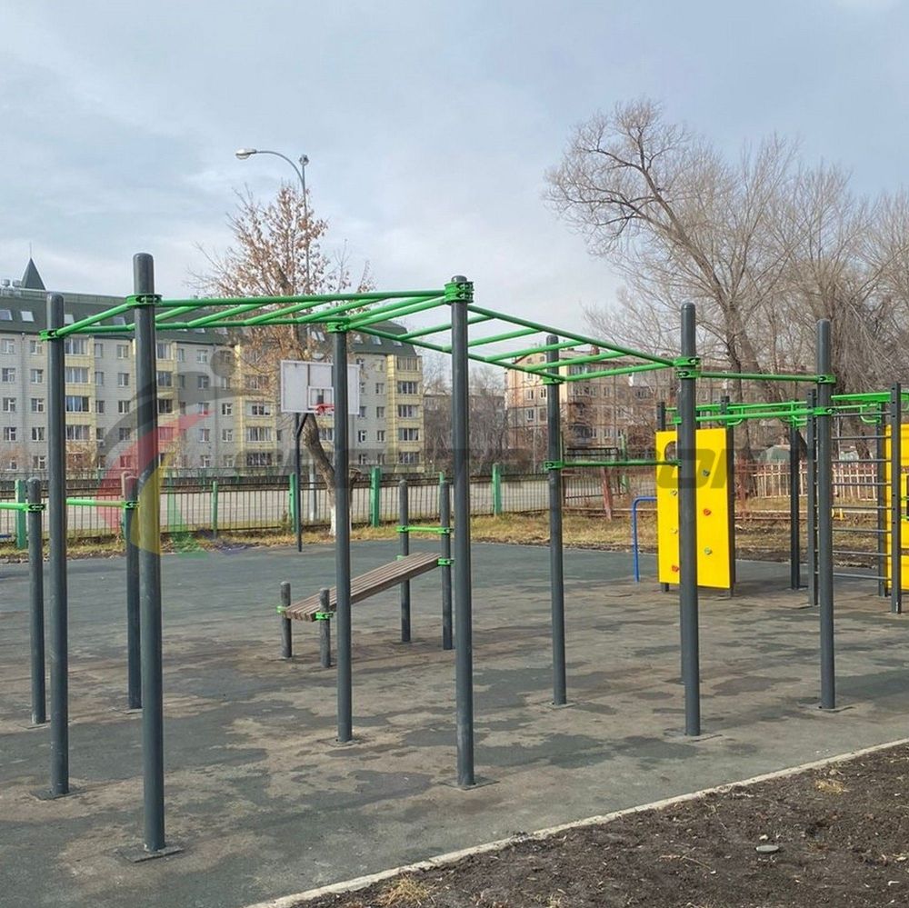 Рукоход двухсекционный с подъёмом и 3 турника Pioner A17239