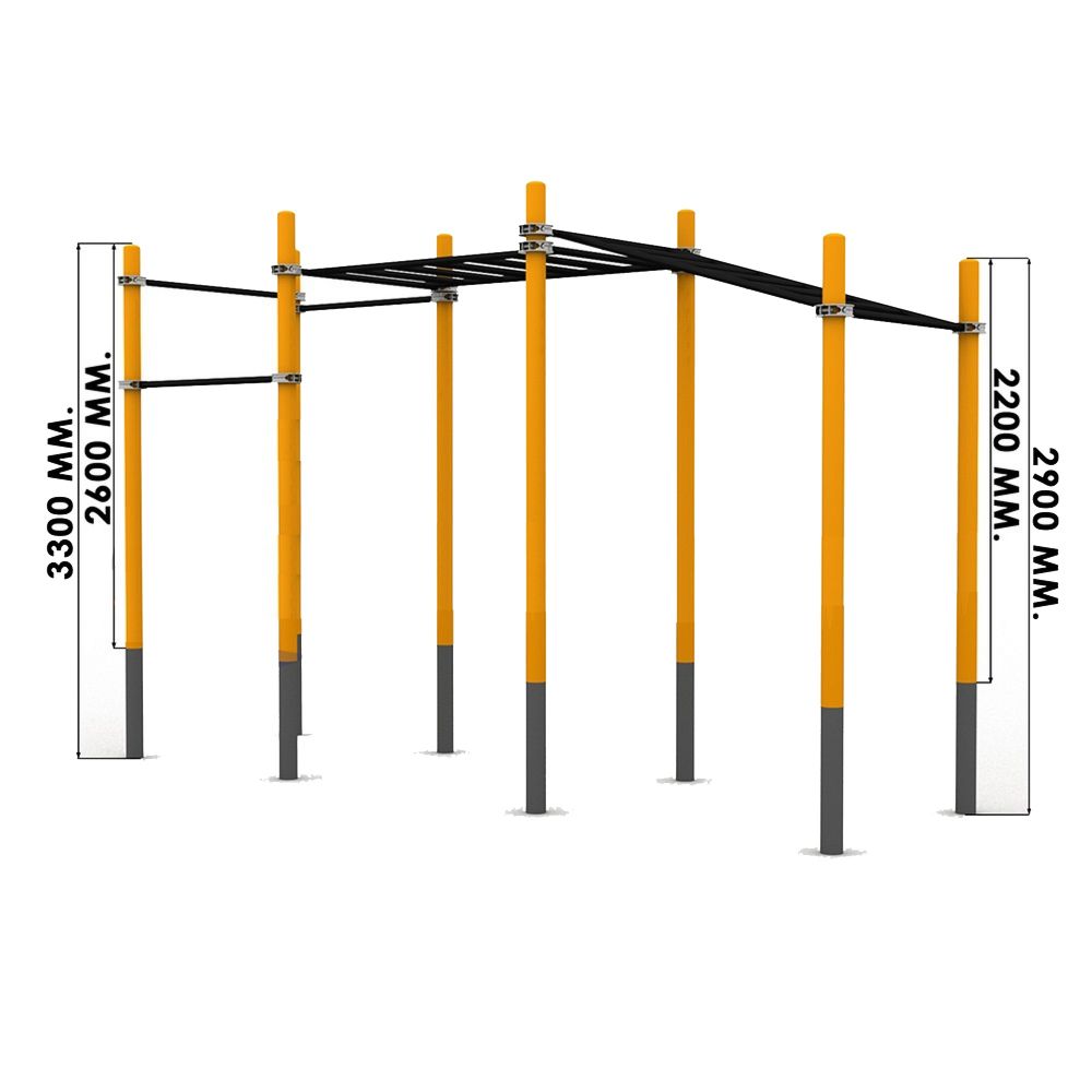 Рукоход двухсекционный с подъёмом и 3 турника Pioner A17239