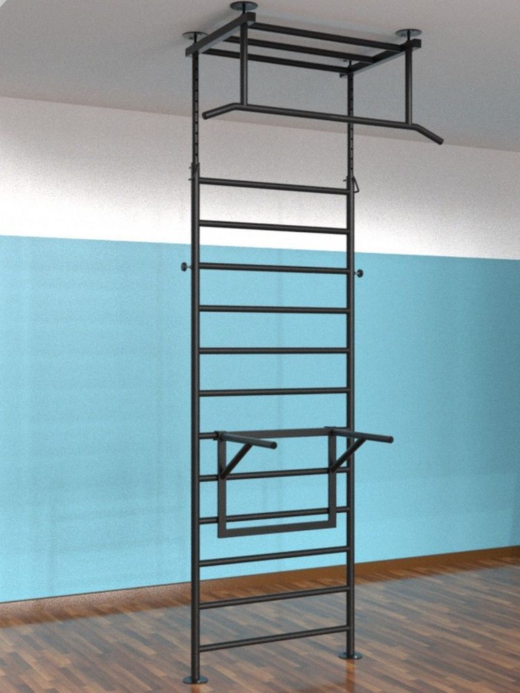 Шведская стенка враспор с регулировкой высоты  с брусьями  Pioner A16162