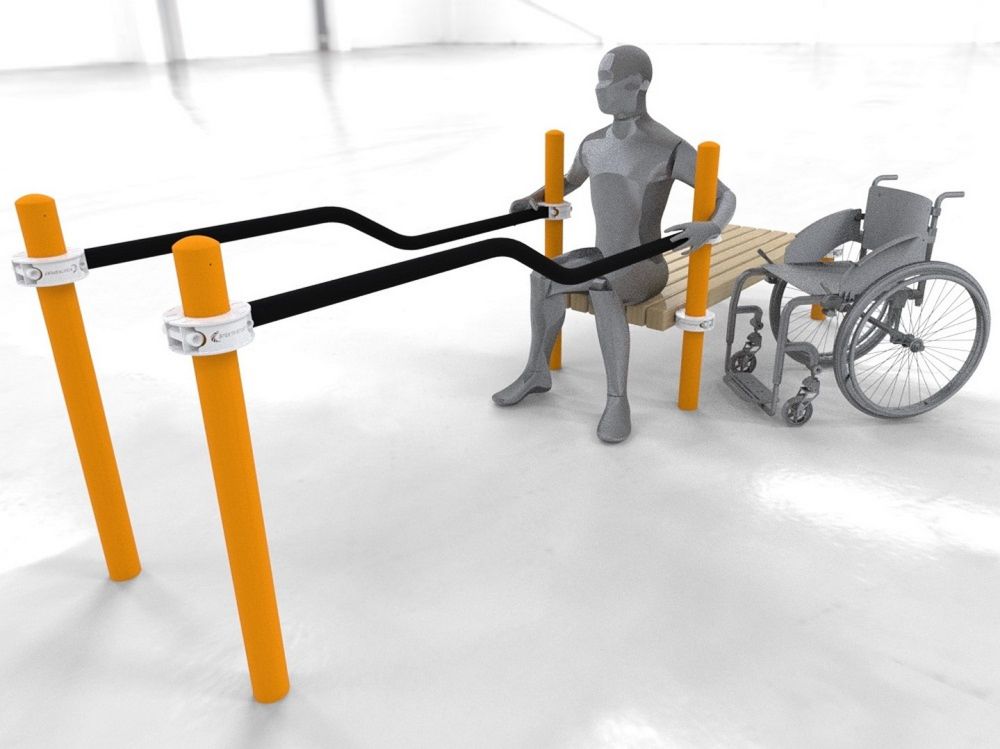 Брусья параворкаут изогнутые в подъем со скамьей Pioner A11815