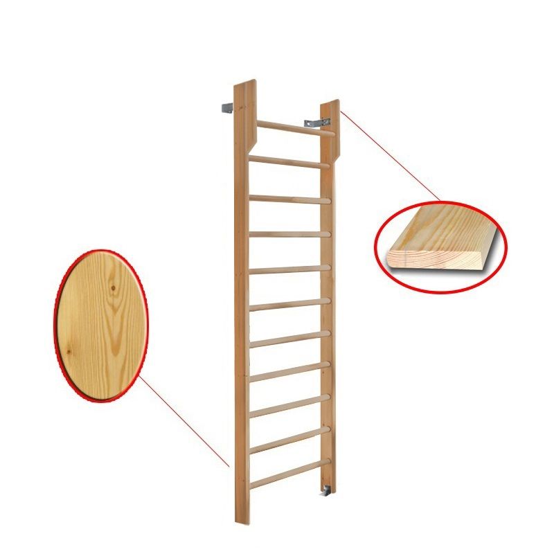 Стенка шведская 2400х800 с турником (массив.сосна)  Pioner A15809