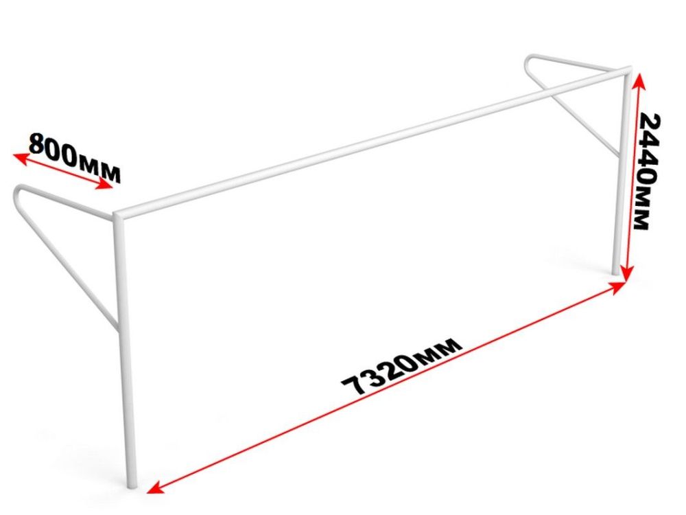 Ворота футбольные стационарные с консолью для натяжения сетки  (732x244см) шт Pioner A13844